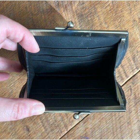 Vintage wallet - Genuine Leather and gemstone- snap closure - Picture 4 of 5